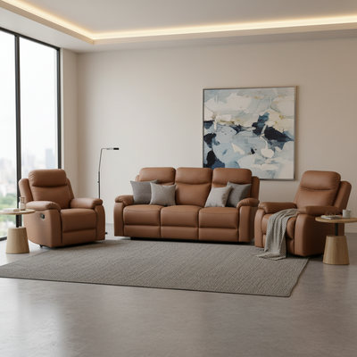 Capital 3-Piece Fabric Recliner Lounge Suite  - Tan