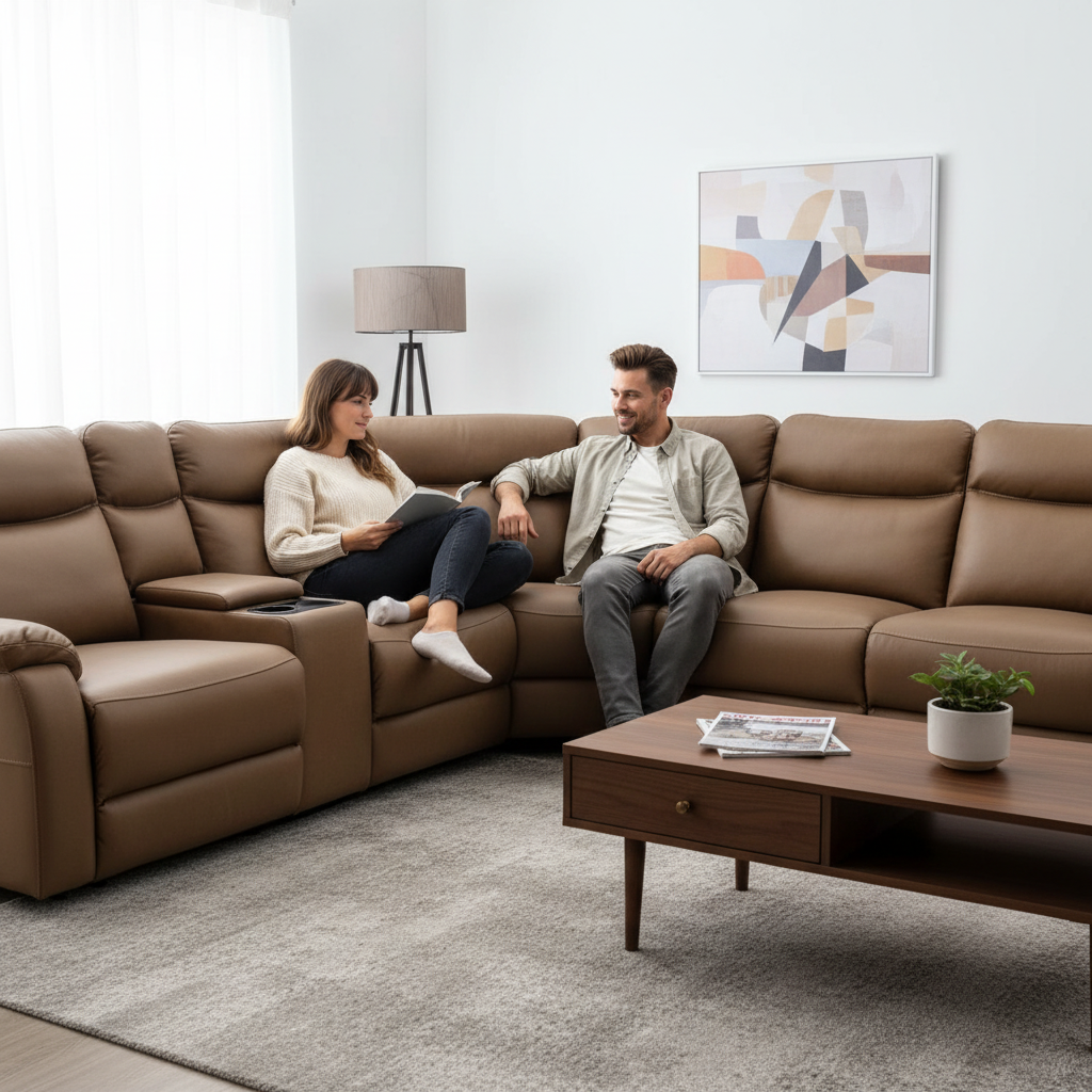 Capital Fabric Modular Corner Recliner Sofa  - Tan