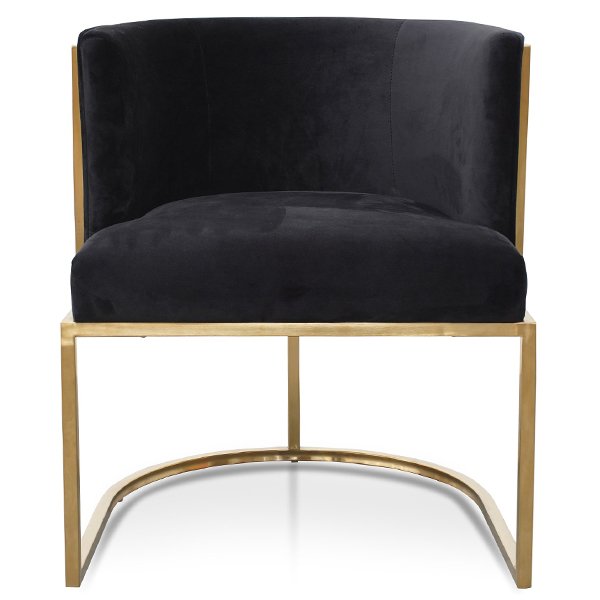 Carma Black Velvet Lounge Chair - Brushed Gold
