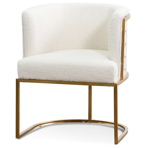 Carma Ivory White Boucle Lounge Chair - Brushed Gold