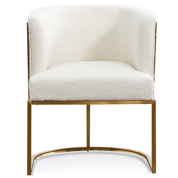 Carma Ivory White Boucle Lounge Chair - Brushed Gold