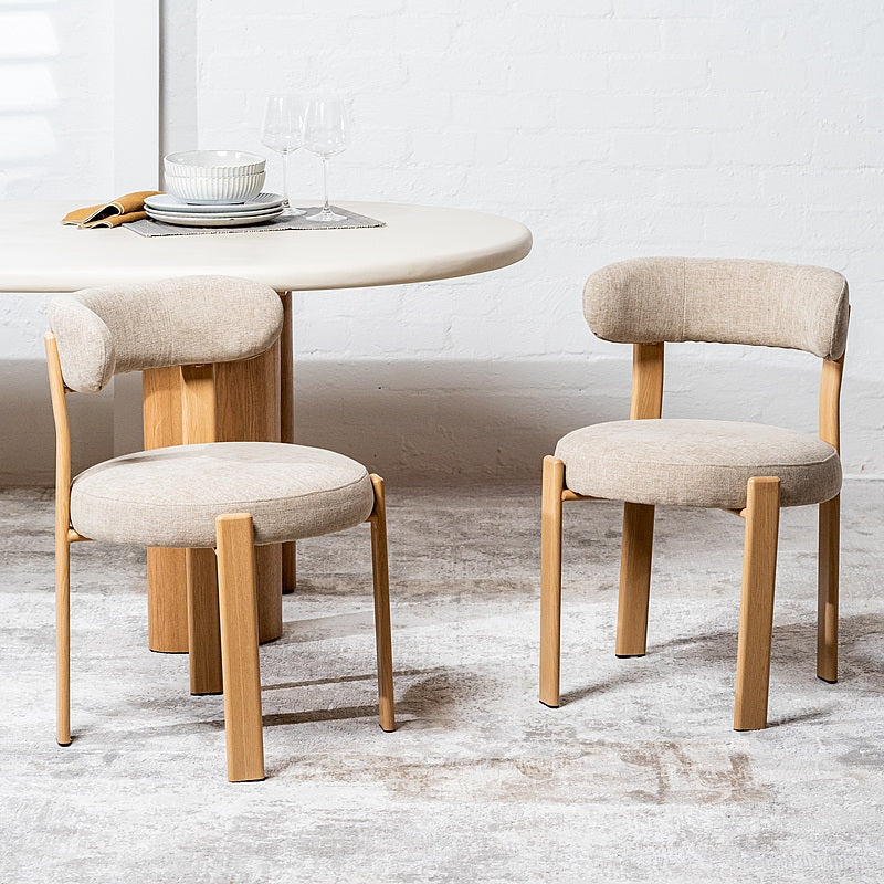 Caroa Set of 2 Dining Chair - Beige & Natural