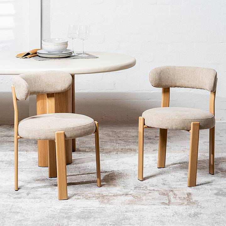 Caroa Set of 2 Dining Chair - Beige & Natural