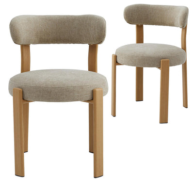 Caroa Set of 2 Dining Chair - Beige & Natural