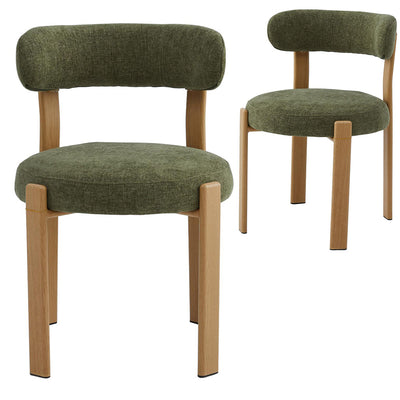 Caroa Set of 2 Dining Chair - Olive & Natural