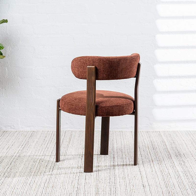 Caroa Set of 2 Dining Chair - Rust & Walnut