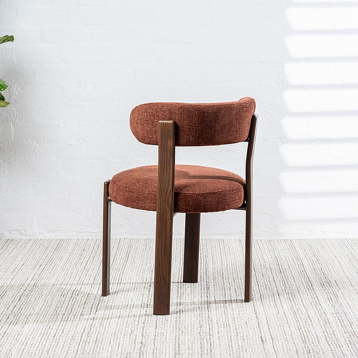 Caroa Set of 2 Dining Chair - Rust & Walnut
