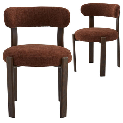 Caroa Set of 2 Dining Chair - Rust & Walnut