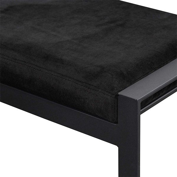 Carson Black Velvet Ottoman - Black Base