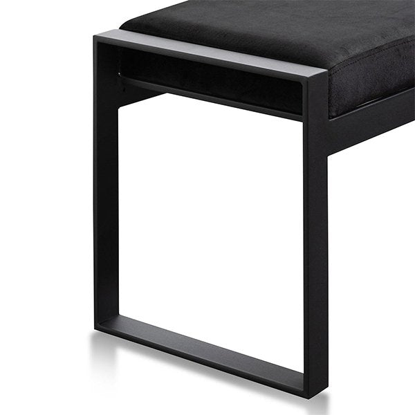 Carson Black Velvet Ottoman - Black Base