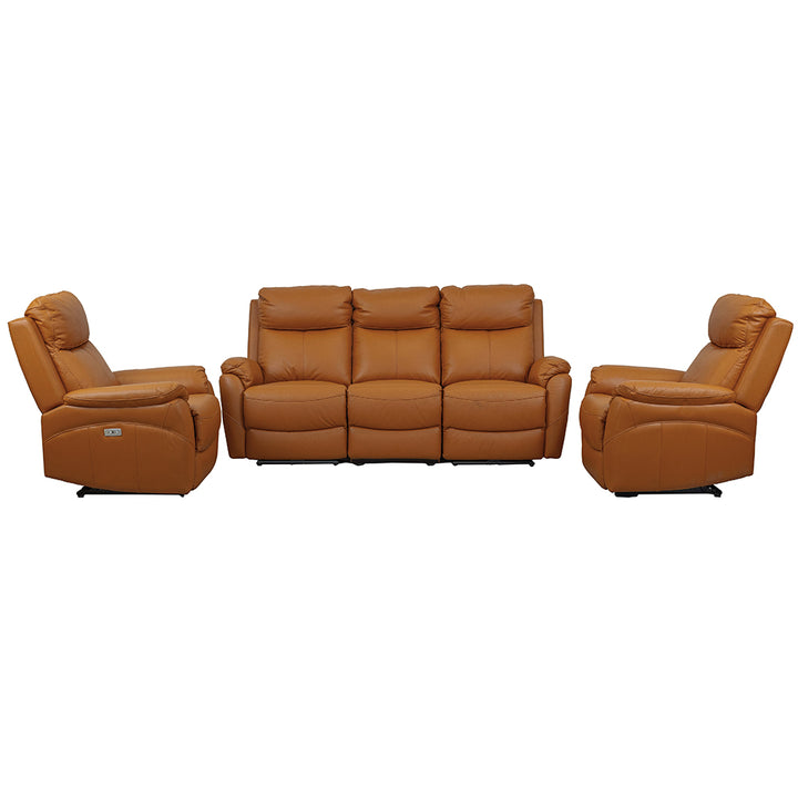 Carson Powered Leather Recliner Sofa Set - Tangerine