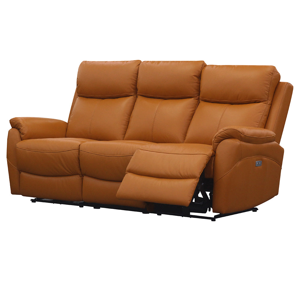 Carson Powered Leather Recliner Sofa Set - Tangerine