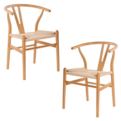 Cassa Vida Natural Wishbone Dining Chair - Set of 2