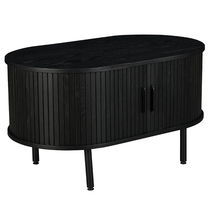 Castellow 100cm Oval Coffee Table - Full Black