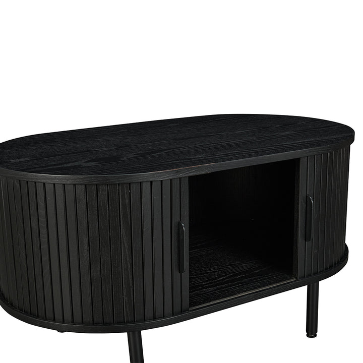 Castellow 100cm Oval Coffee Table - Full Black