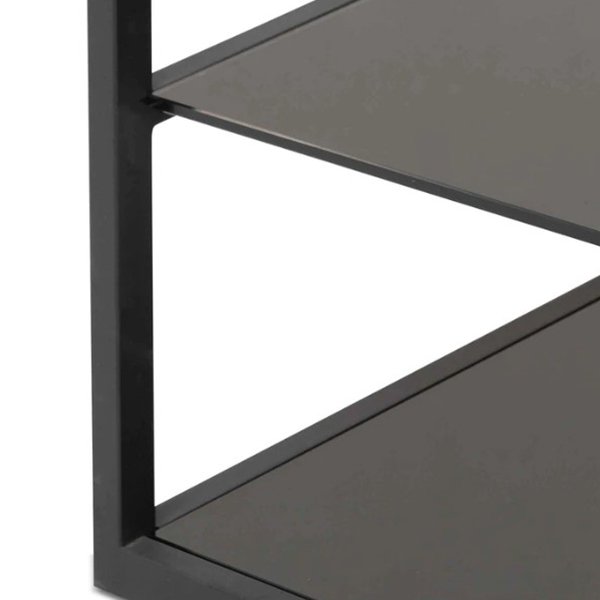 Cathleen 1.8m(H) Black Glass Shelving Unit - Black Frame