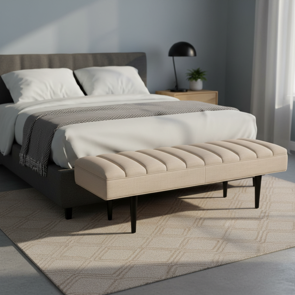 Central Park Bench Ottoman - Fawn Linen