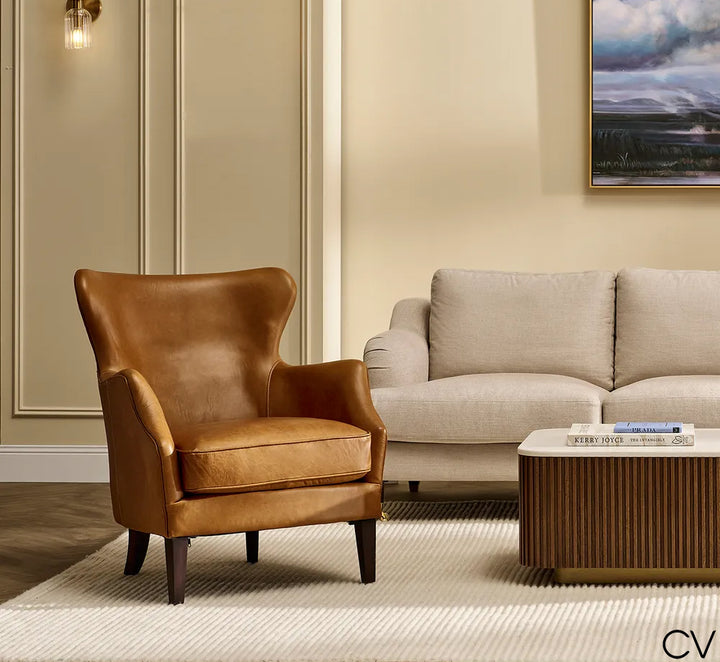 Charlie Arm Chair - Light Brown Leather