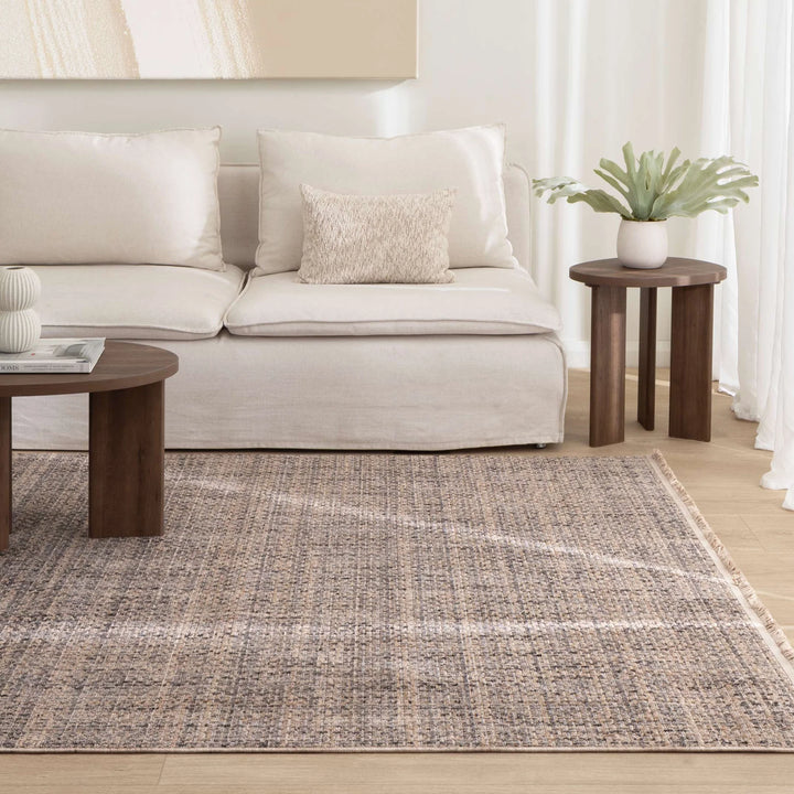 Cherie Distressed Lines Beige Grey Rug