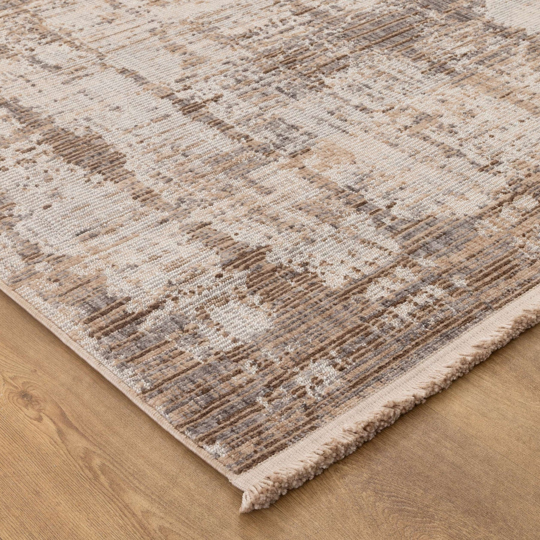 Cherie Distressed Look Watercolour Beige Grey Rug