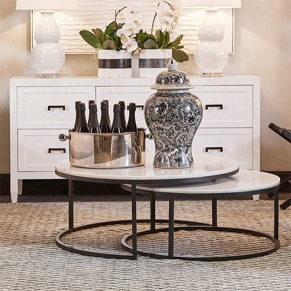 Chloe Stone Nesting Coffee Tables - Black