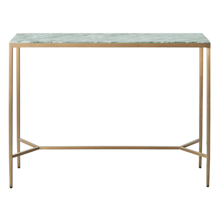 Chloe Dusty Jade Marble Console Table - Large Gold