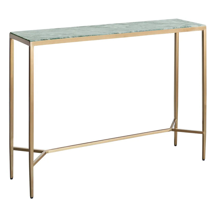 Chloe Dusty Jade Marble Console Table - Large Gold