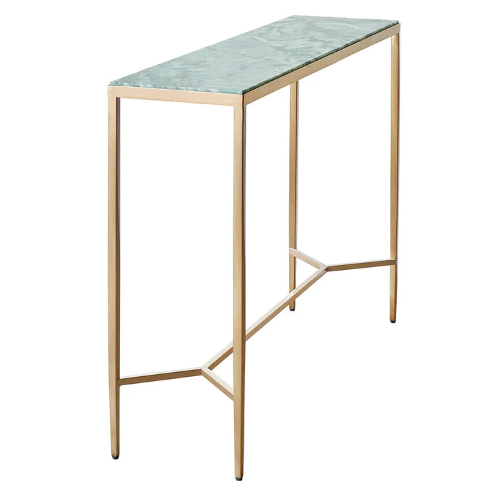Chloe Dusty Jade Marble Console Table - Large Gold
