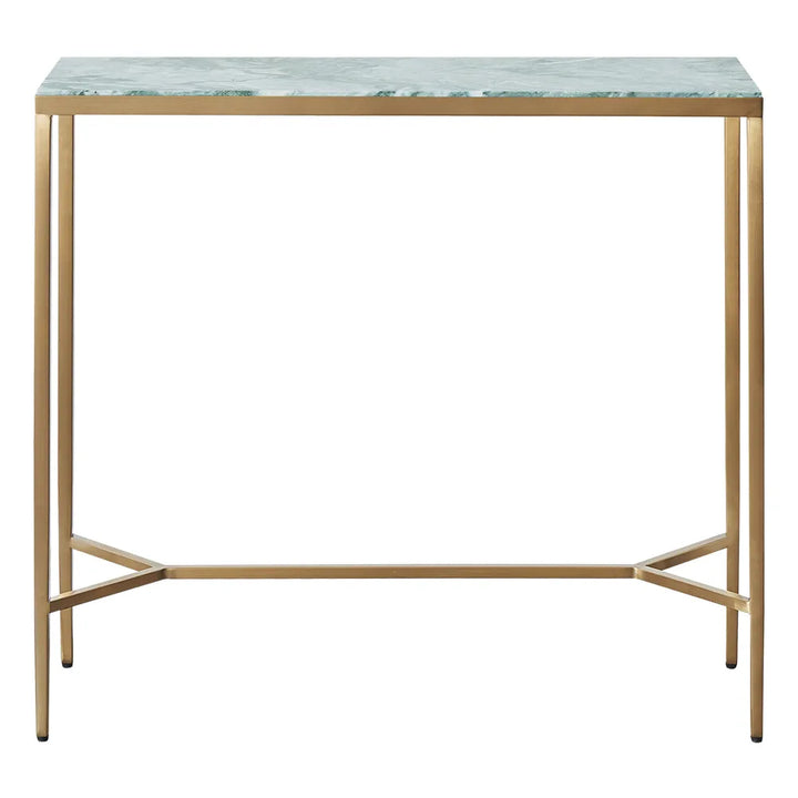 Chloe Dusty Jade Marble Console Table - Small Gold