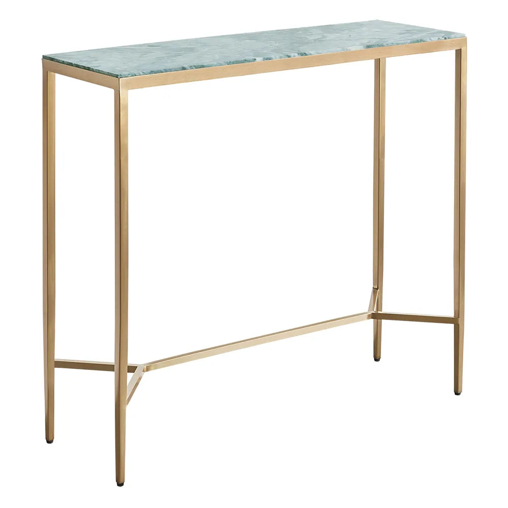 Chloe Dusty Jade Marble Console Table - Small Gold