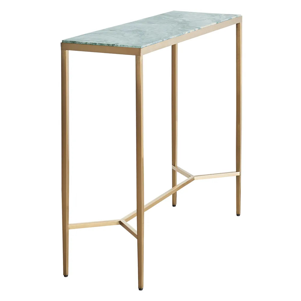 Chloe Dusty Jade Marble Console Table - Small Gold