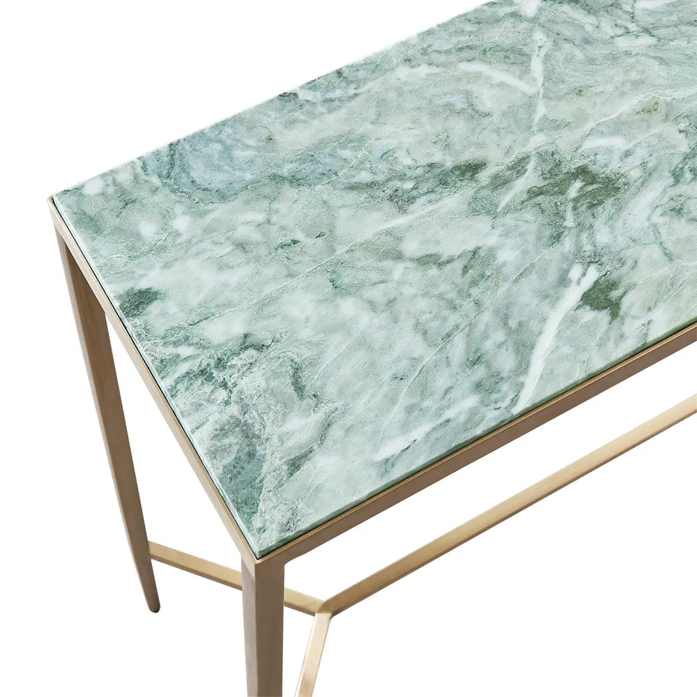 Chloe Dusty Jade Marble Console Table - Small Gold