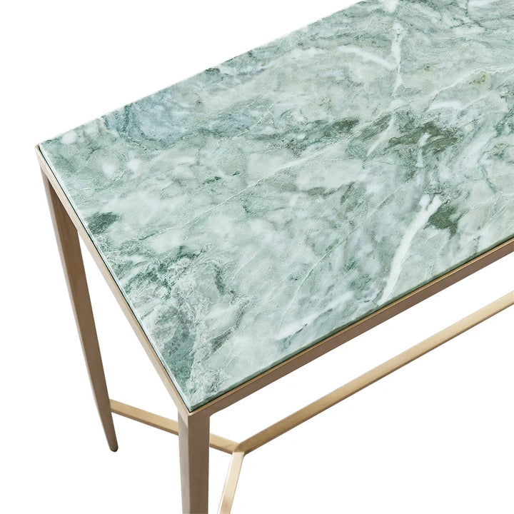 Chloe Dusty Jade Marble Console Table - Small Gold