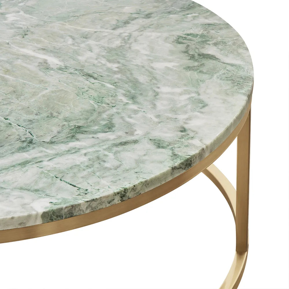 Chloe Dusty Jade Marble Nesting Coffee Table - Gold