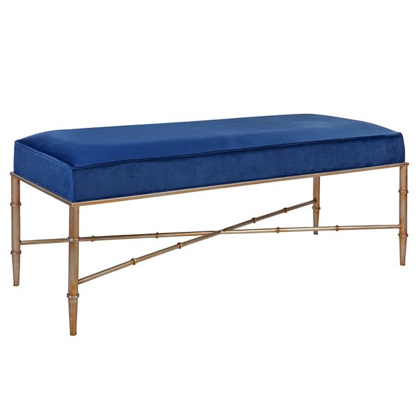 Clara Bench Ottoman - Blue Velvet