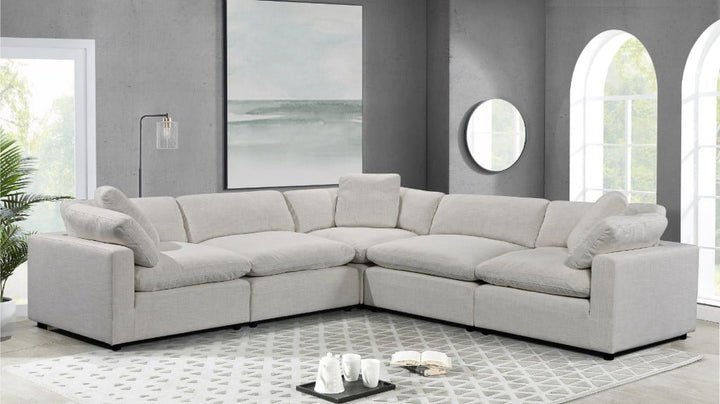 Cloud 6 Piece Modular Linen Sofa with Ottoman
