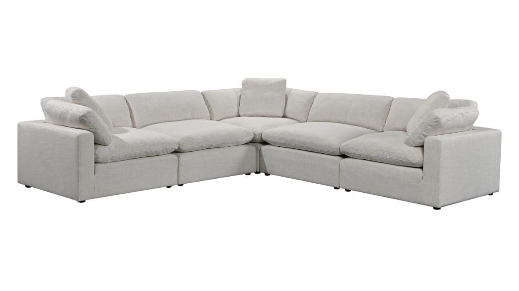 Cloud 6 Piece Modular Linen Sofa with Ottoman