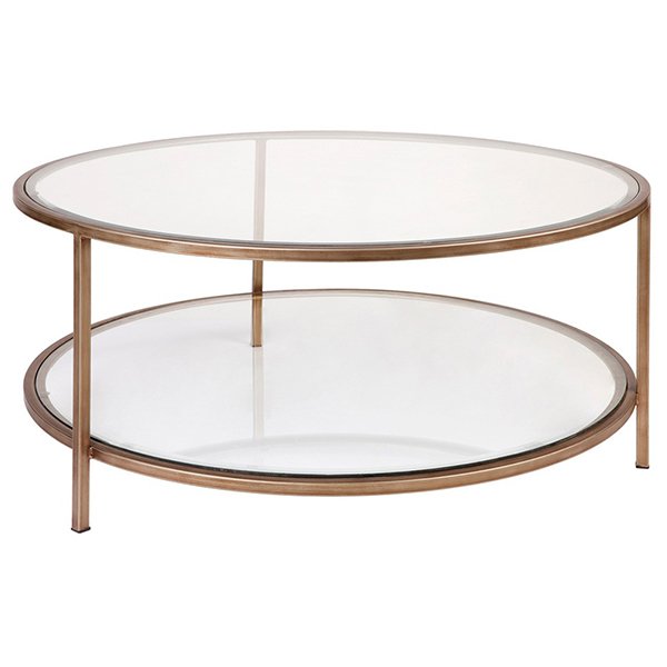 Cocktail Glass Round Coffee Table - Antique Gold