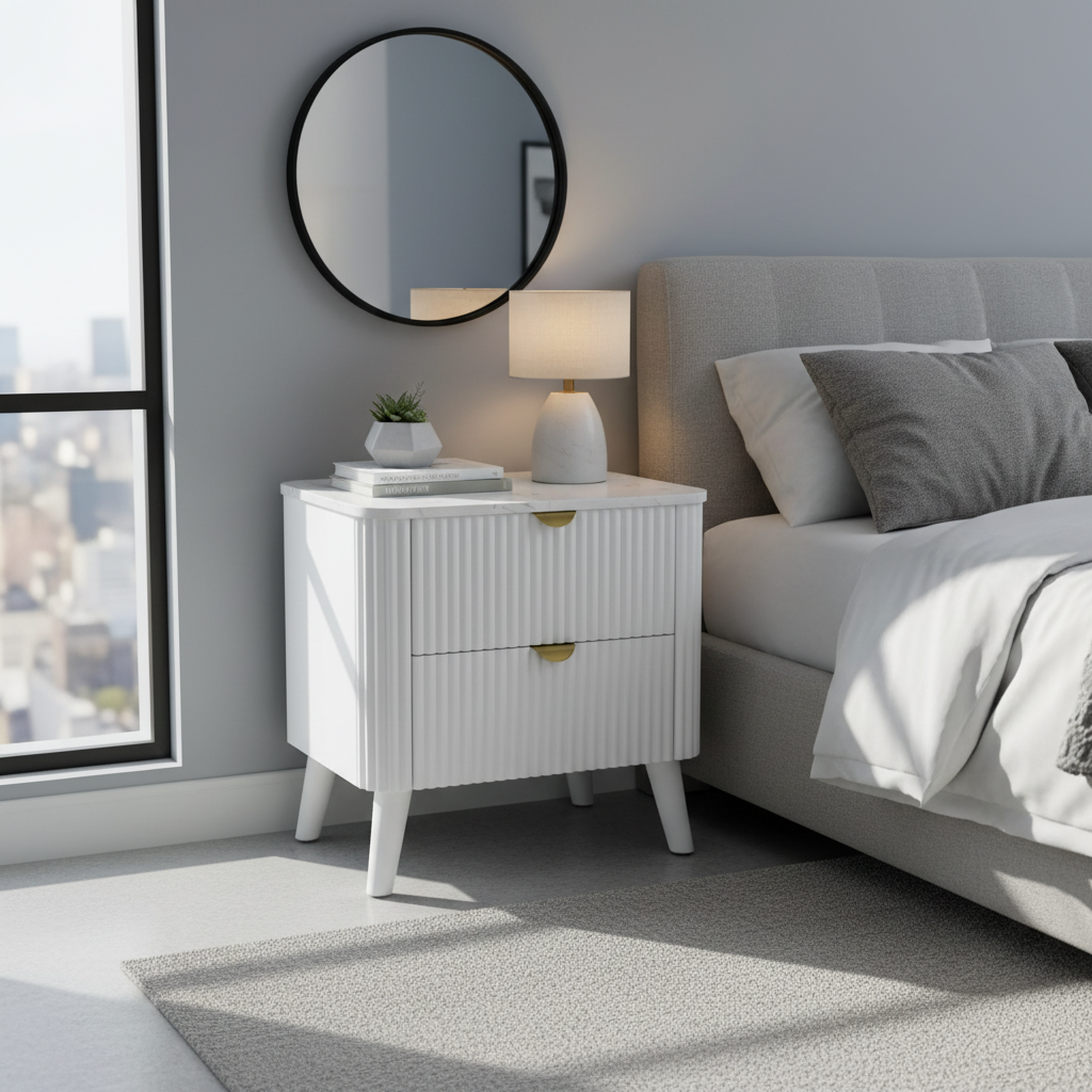 Como Bedside Table - White