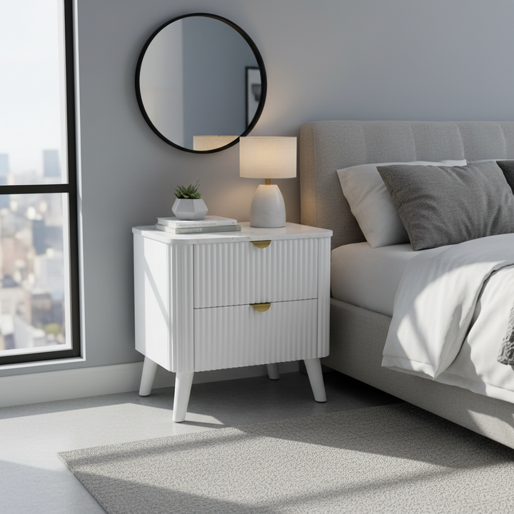 Como Bedside Table - White