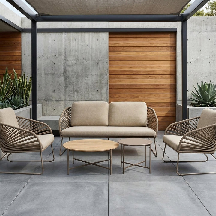 Coogee Outdoor Sofa Set - Brown + Beige