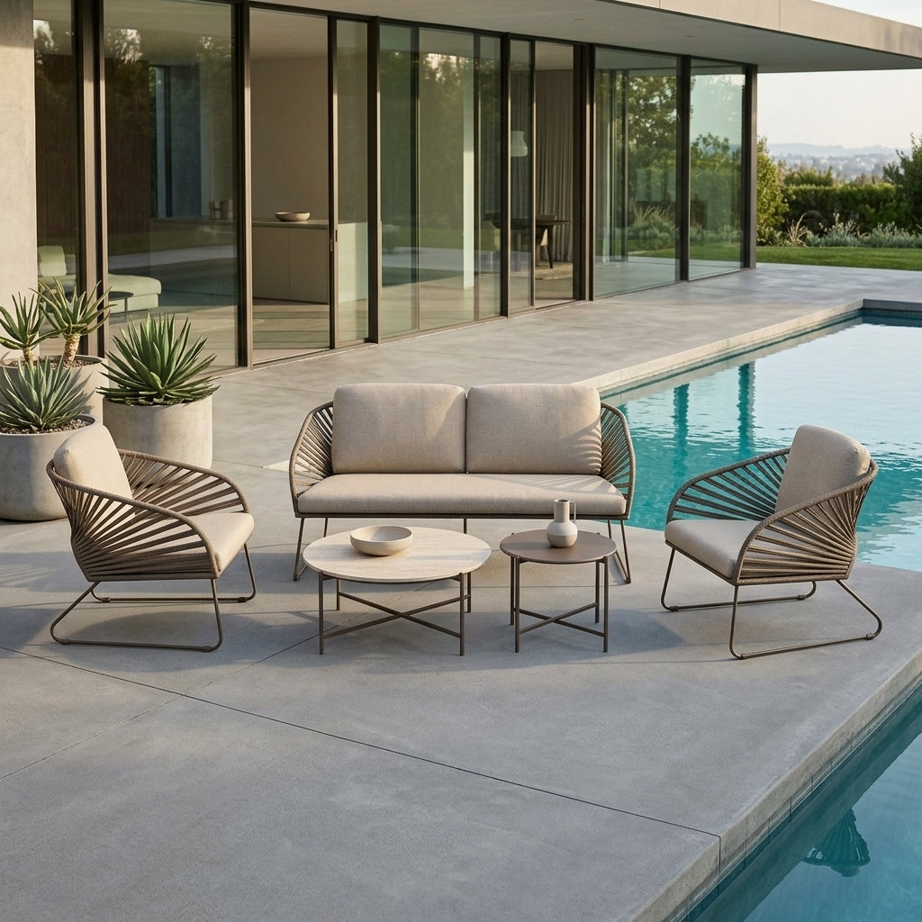 Coogee Outdoor Sofa Set - Brown + Beige