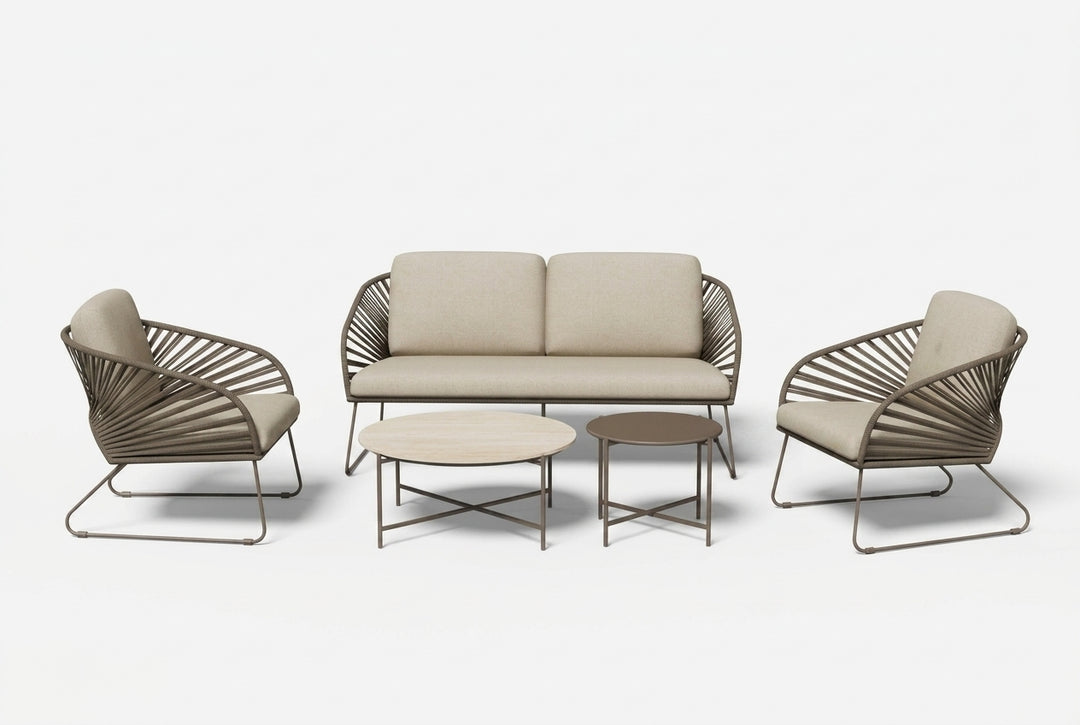 Coogee Outdoor Sofa Set - Brown + Beige