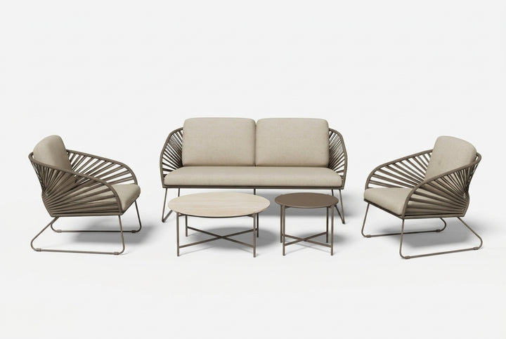 Coogee Outdoor Sofa Set - Brown + Beige