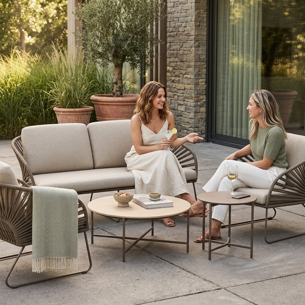 Coogee Outdoor Sofa Set - Brown + Beige