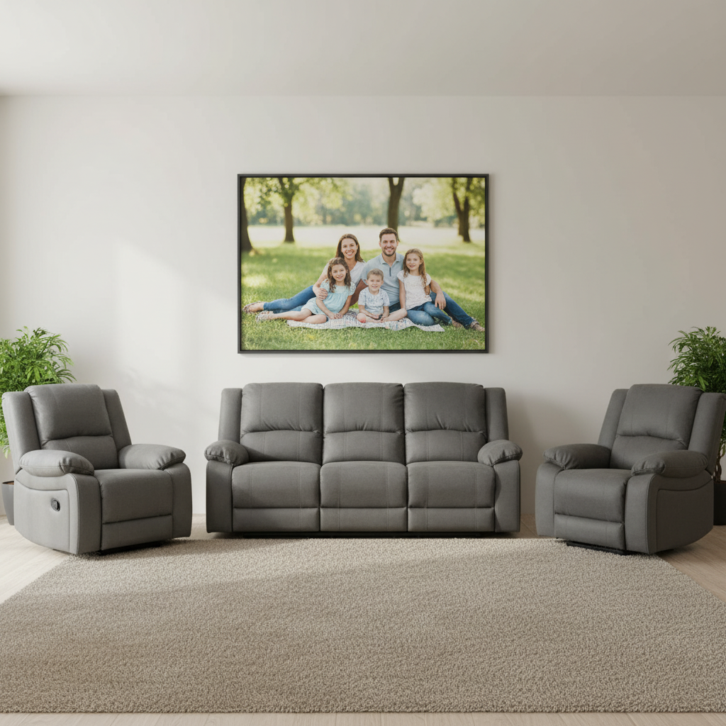 Cooma Fabric 3+1+1 Recliner Sofa Set - Coffee