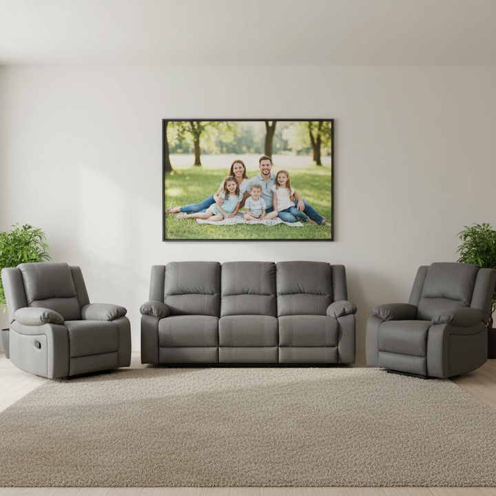 Cooma Fabric 3+1+1 Recliner Sofa Set - Coffee