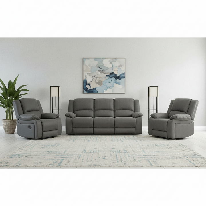 Cooma Fabric 3+1+1 Recliner Sofa Set - Coffee