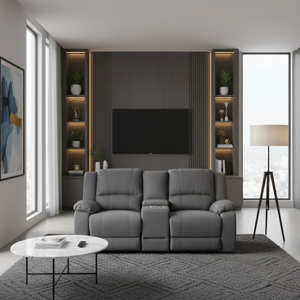 Cooma Fabric Electric Recliner Sofa 2 Seater - Coffee