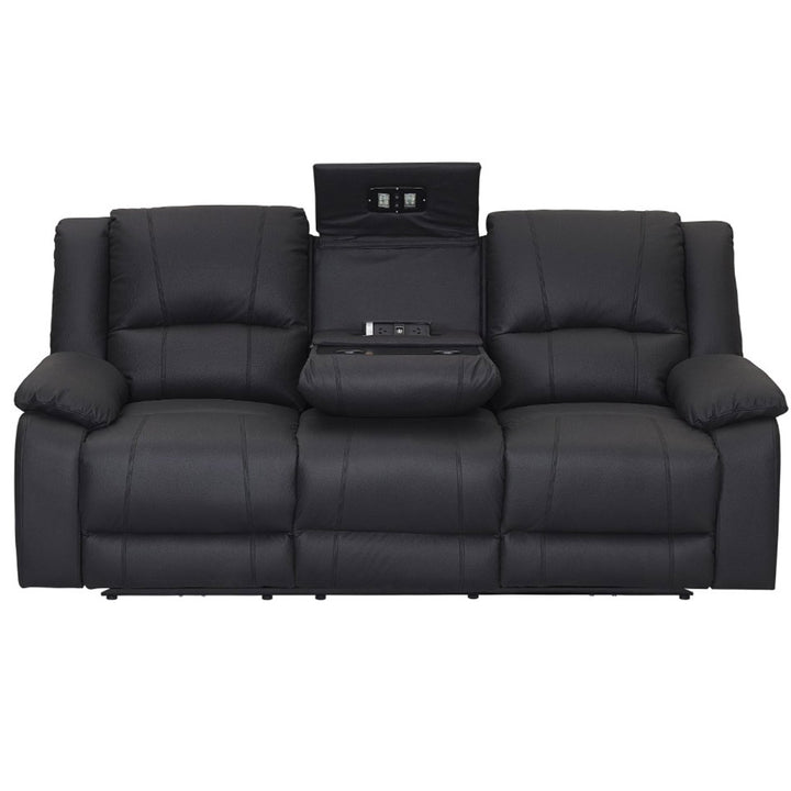 Cooma Fabric Electric Recliner Sofa 3 Seater - Black